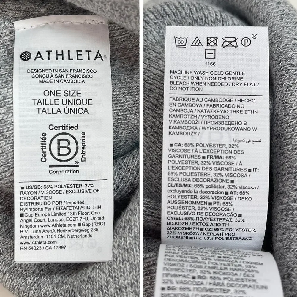 Athleta Head Start Beanie One Size New $39 Heather Gray Winter Stocking Hat Cap